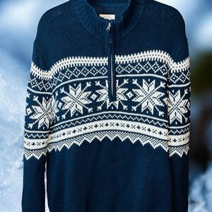 🔥🔥 St. John's Bay Men's Zip Up Sweater - Navy and White